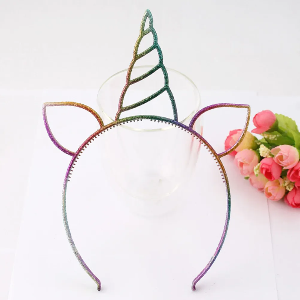 7Pcs Unicorn Hair Bands for Girls Kids Mixed Color Comfortable Lightweight Hair Hoops for Costume Christmas Easter view 4