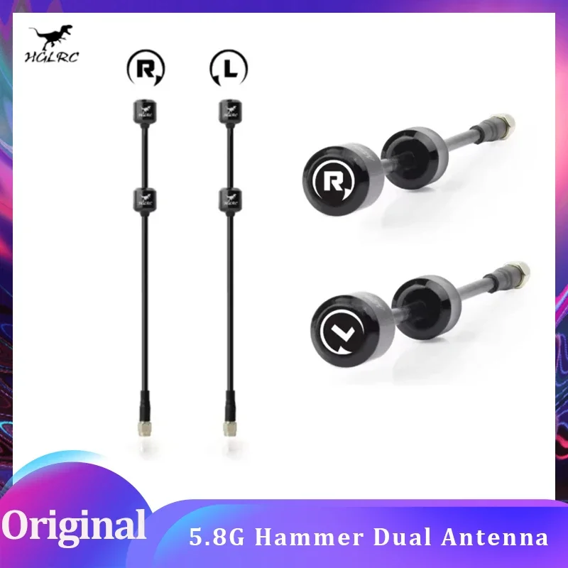 HGLRC 5.8G Hammer Dual Antenna 5.65GHz RHCP LHCP SMA 170mm Dual-core RF RC FPV Quadcopter DIY Drone Freestyle Accessories Parts