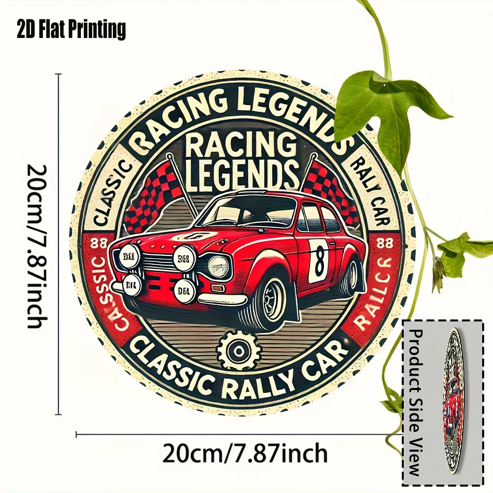 2D-Platzmodell, Einzelstück [2D-Platzmodell] Retro-Rennwagen Holzschild - klassische Rennsport-Legende Wanddekoration – Detail 3