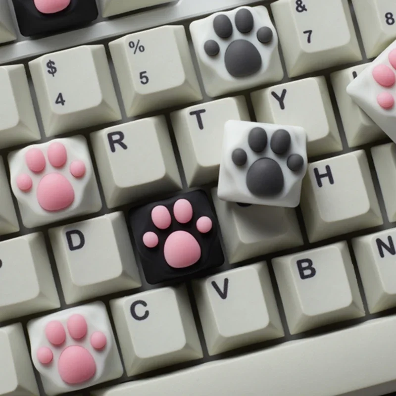 Cute Cat Claw Single Keycap Personality ABS Mechanical Keyboard Accessories Silicone Meat Pad OEM Height Girls Pink Keycap Gift