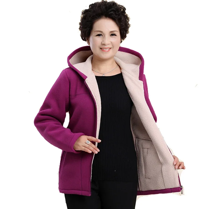 Hooded zipper hoodies sweatshirt middle-aged woman cotton loose autumn winter women 5XL plus size Plus cashmere jackets QH1105