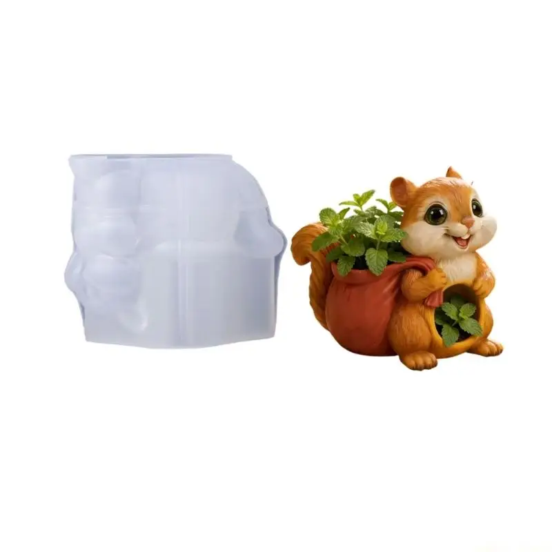 31BF Squirrel Silicone Planter Mold Flowerpot Molds for Crafts Resin Cup Jewelry Holder Flexible and Reusable