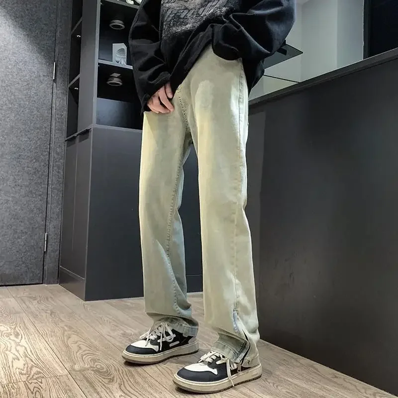 

Baggy Jeans for Men with Pockets Trousers Loose Stacked New in Y2k Streetwear Cheap Korean Style Vintage Grunge Man Cowboy Pants