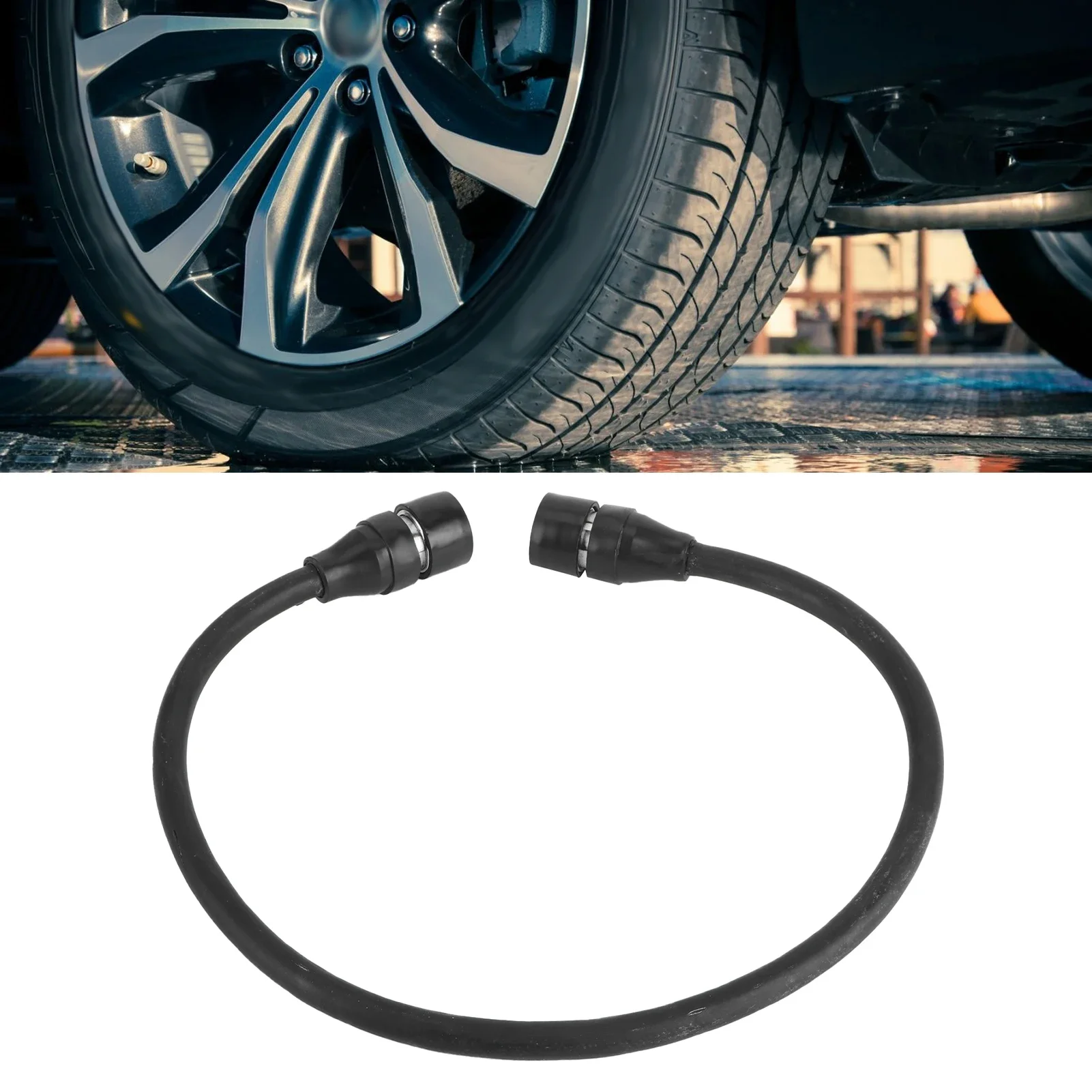 

23.6in Double-End Air Pump Quick Connect Hose - Female Head Inflator Adapter for Air Compressors, Universal Heavy-Duty Air Tool