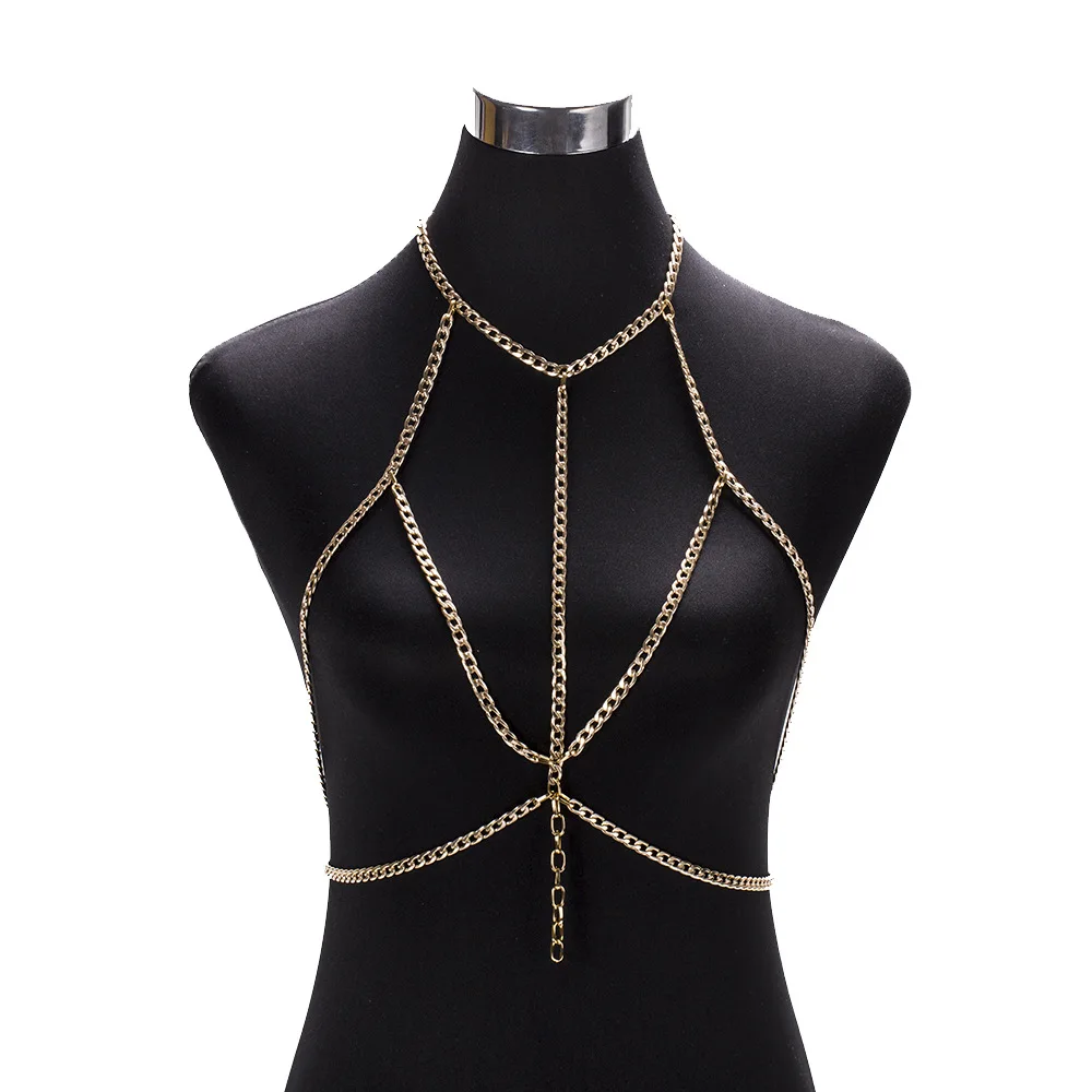 Sexy Metal Aluminumm Bra Chain Necklace Body Jewelry For Women Beach Bikini Decor Chest Body Chain Harness Accessories