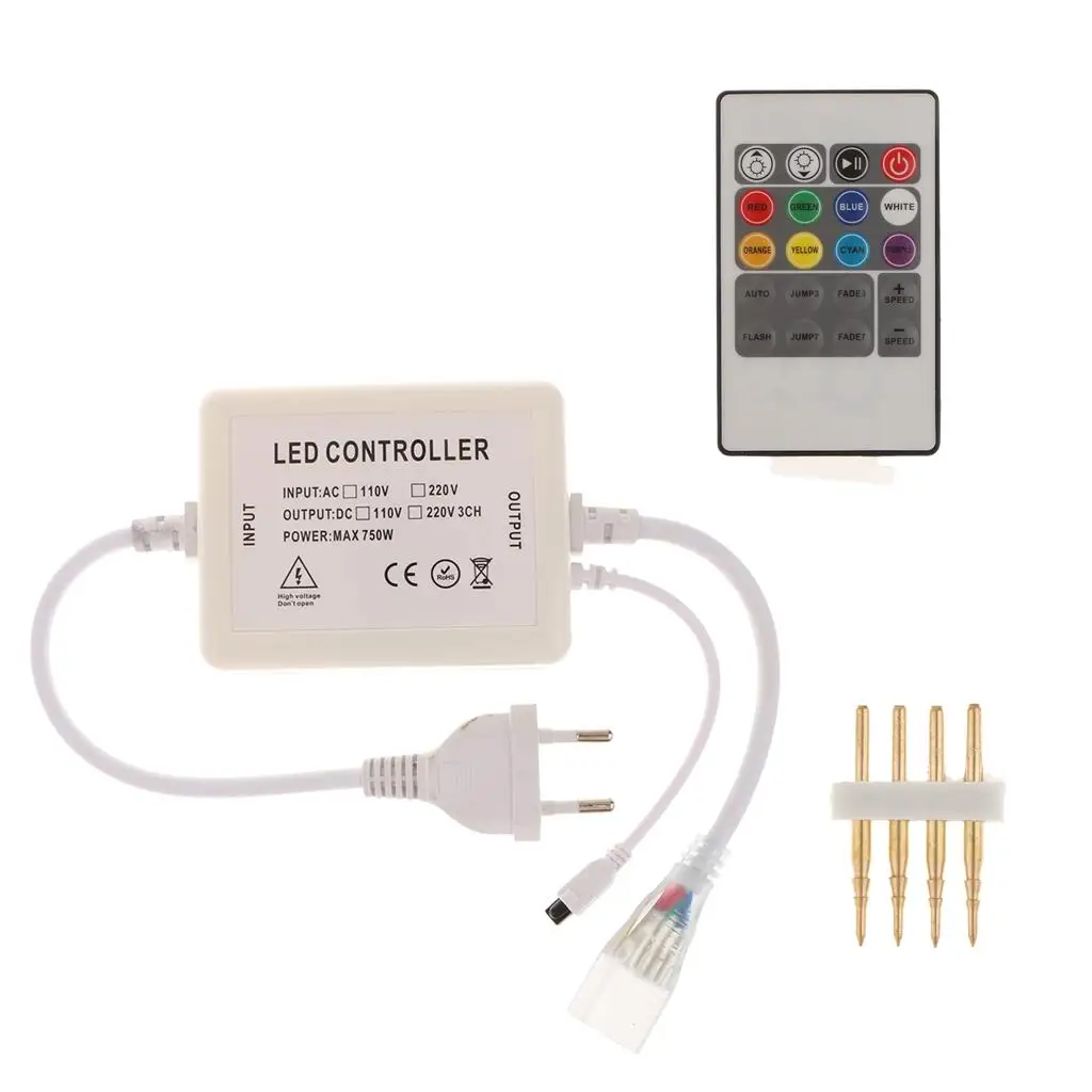 20-Tasten-LED-HF-Fernbedienung RGB-Dimmer für LED-Licht leiste 220V EU-Stecker