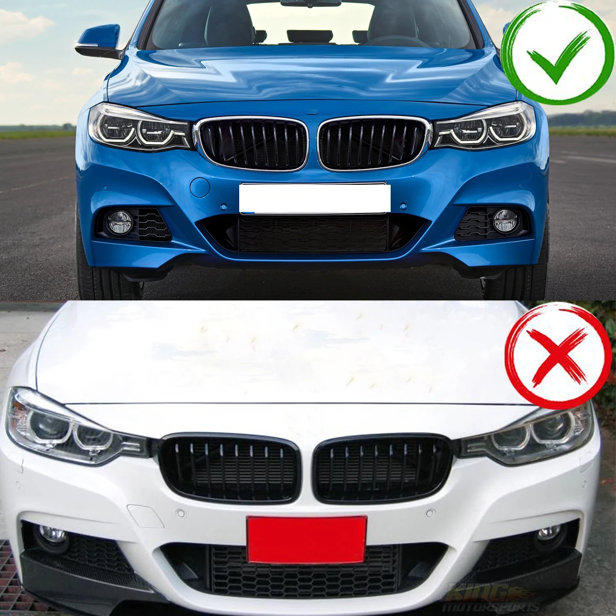 Front Bumper Kidney Grille Grill For BMW F34 328i 330i 340i 335i 3-Series GT 2012 2013 2014 2015 2016 2017 2018 Gloss Black Pair