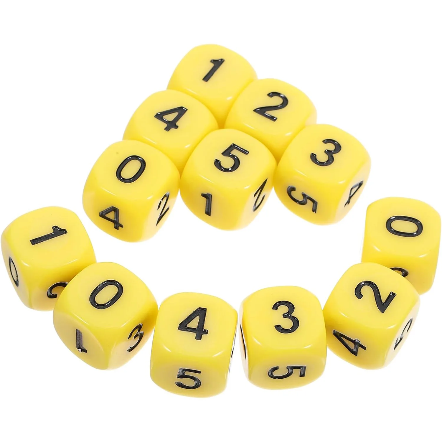 10 PCS/Set  Yellow Dice 0-5 Digital  Puzzle Game Accessories 16mm