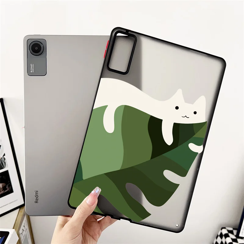 Funny Lazy Cat Matte Tablet Case For Xiaomi Pad 6 6 Pro Case For MI 5 5 Pro Case For Redmi Pad SE 11 Inch  Hard Back Cover Coque