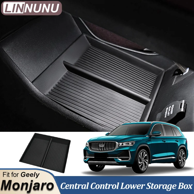 LINNUNU Central Control Lower Storage Box TPE For Geely Monjaro KX11 Manjaro Central Armrest Organizer Auto Interior Accessories