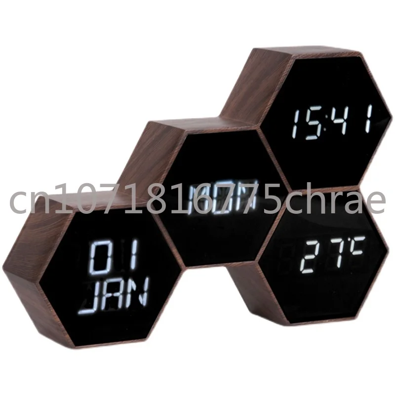 

Honeycomb Multi-Function Digital Alarm Clock Electronic Table Clock Can Stand and Hang