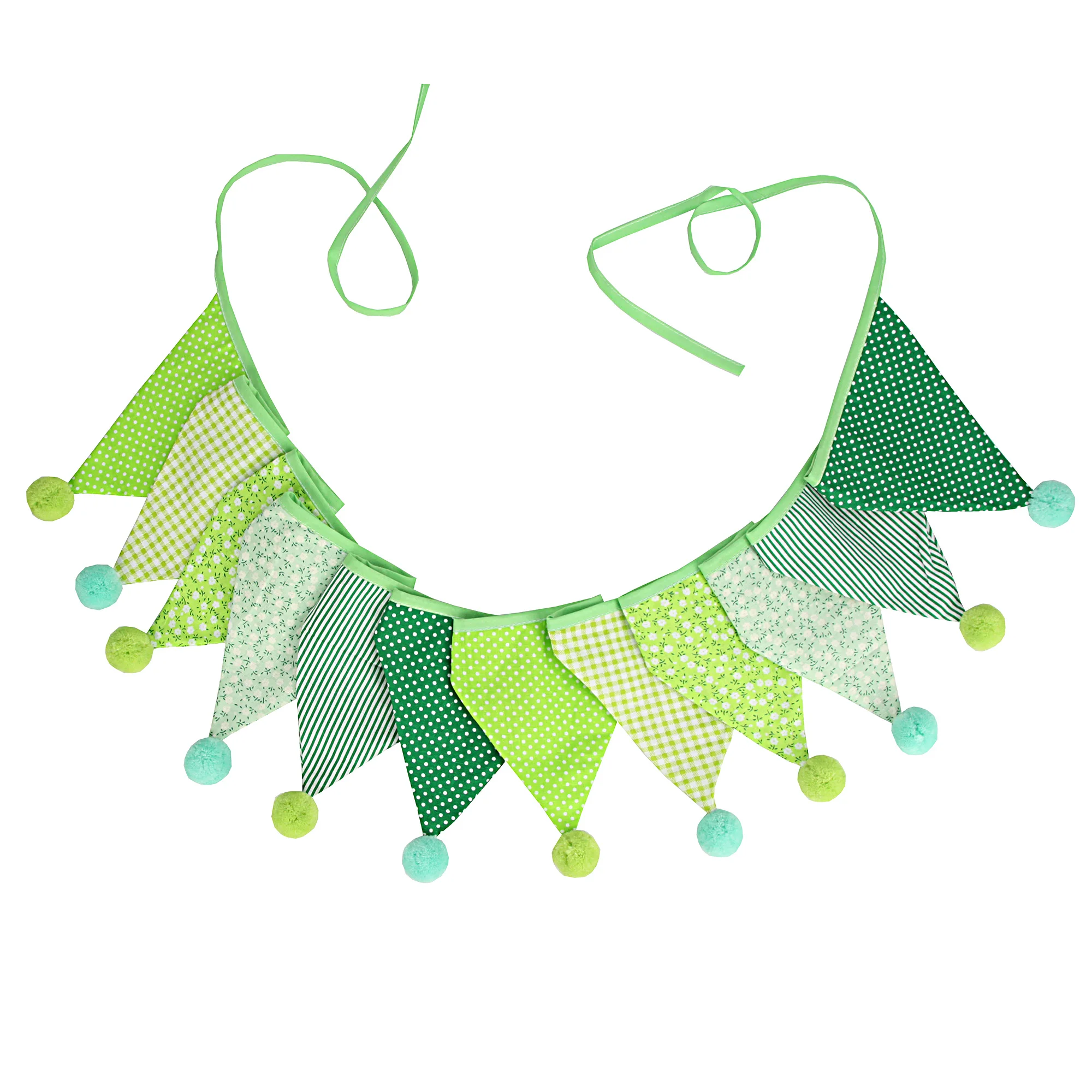 3,2 m Vintage-Blumenstoff-Wimpelkette, 12 Wimpel-Flaggen mit Kugeln, Hochzeit, Party, Dekoration, Banner, Zuhause, Babyparty, Karneval, Girlande – Detail 9