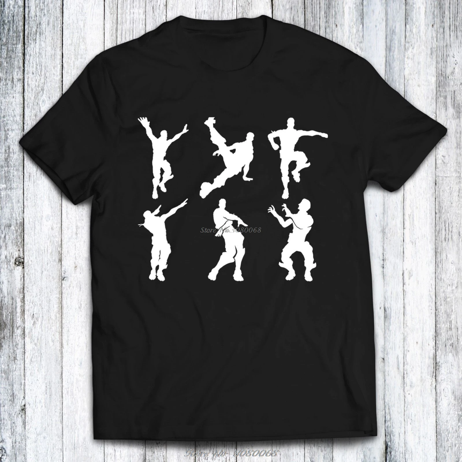 Fort Dance Emotes Black White T-shirt Funny Gaming Merch Dab Men Harajuku Tops T Shirt Fashion Tees