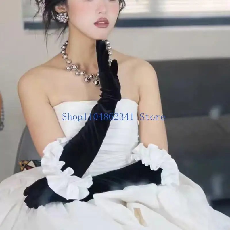 5asd Women Gloves 1920s Full Finger Gloves for Wedding Costume for Wedding 1920s