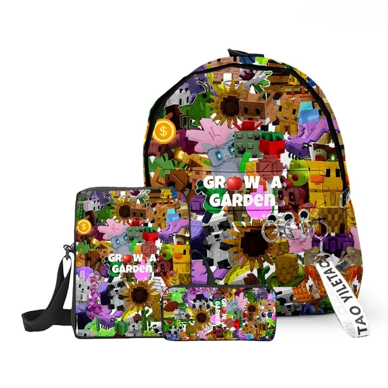 

New Roblox Grow A Garden Creative Cartoon Primary Secondary School Students Schoolbag Backpack Pencil Case Shoulder Bag 3pcs/set