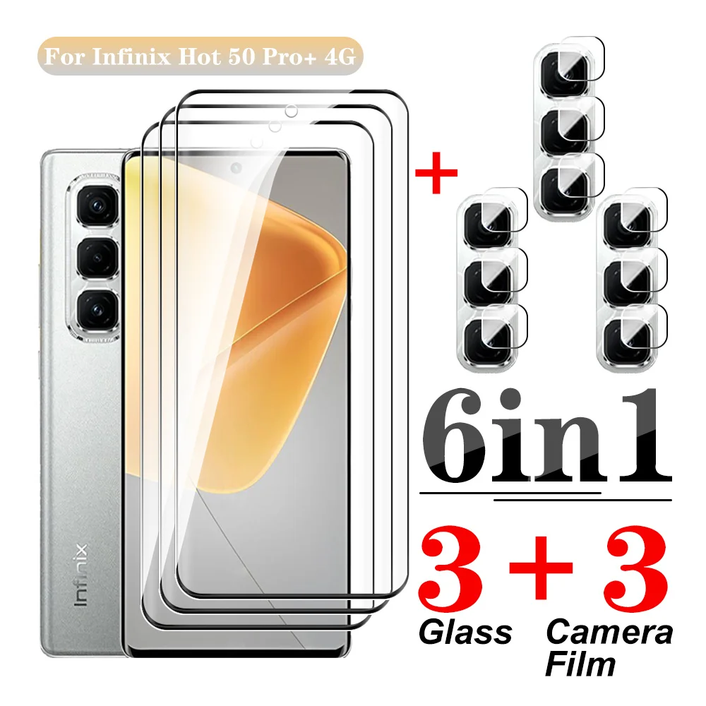 6in1 infinxHot 50pro＋ 4G HD Camera Protective Glass For Infinix Hot 50 Pro Plus Hot50pro＋ Full glue curved screen protector Film