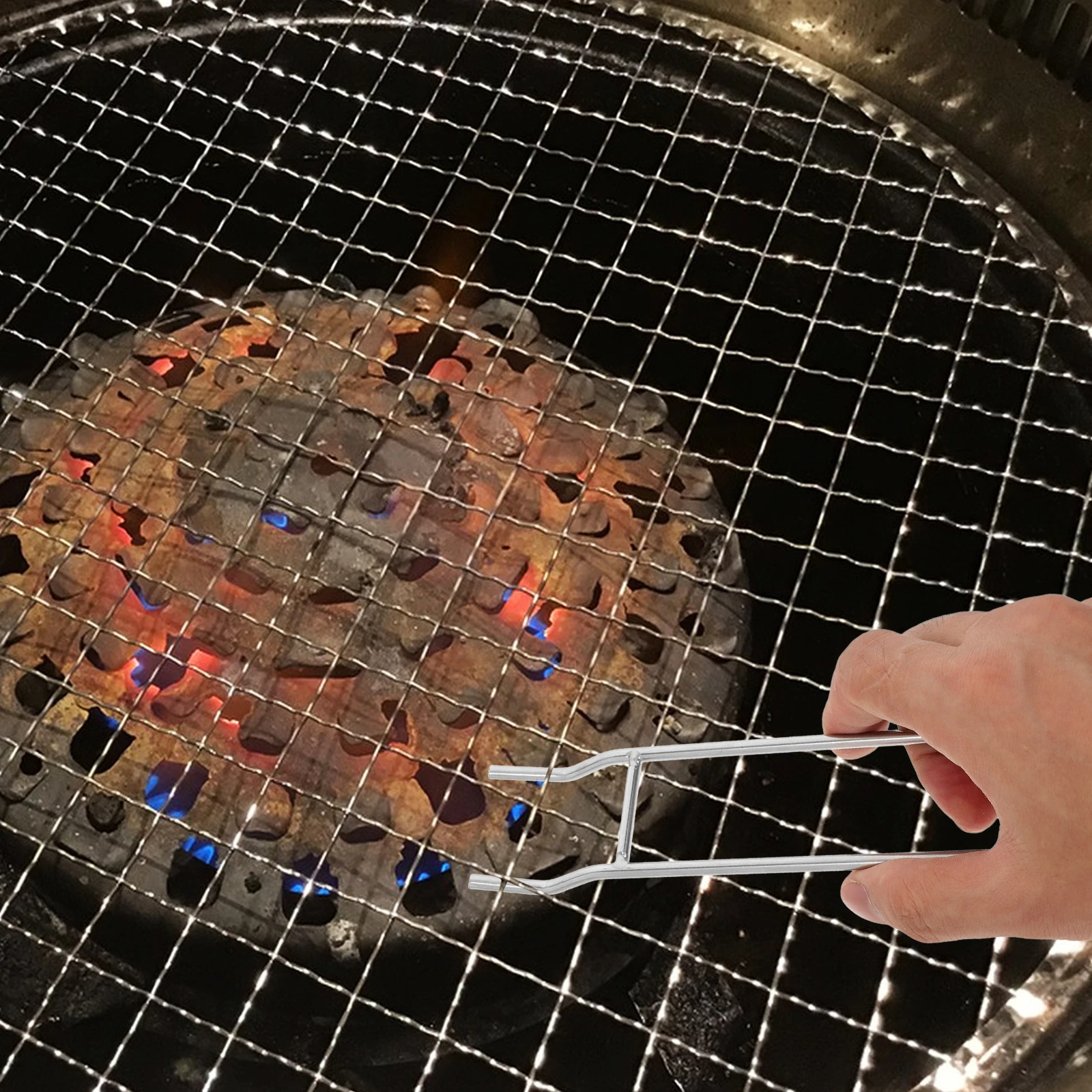 Grilled Spit Round Grate Barbecue Cast Iron Lid Lifter Stainless Steel Handle