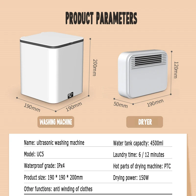 เครื่องซักผ้าแบบพกพา Multi-Function ขนาดเล็กชุดชั้นในถุงเท้าทำความสะอาด One-Key Start Mini เครื่องซักผ้าสำหรับ Home Travel