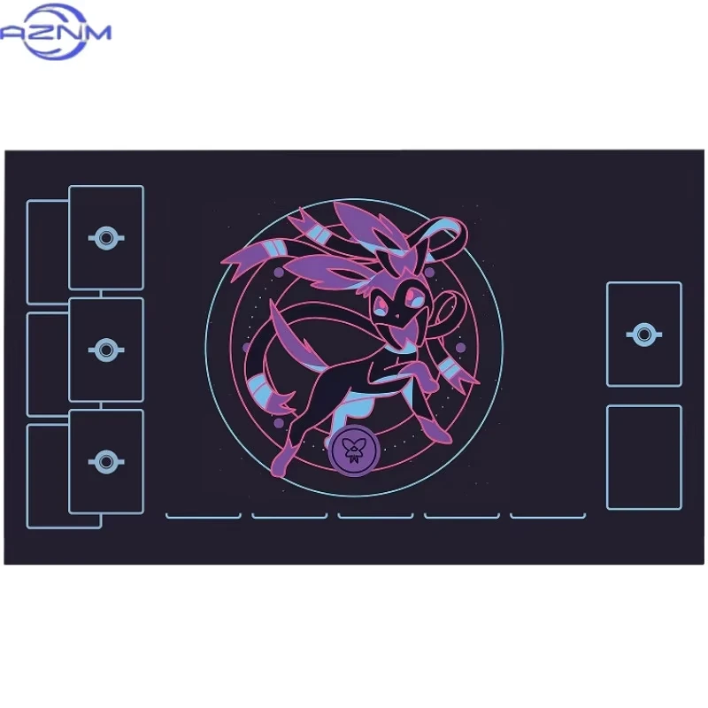Pokemon TCG Playmat Dark Line Art Eevee Evolutions Anime Game Mat Non Slip Rubber Trading Card Game Battle Desk Pad