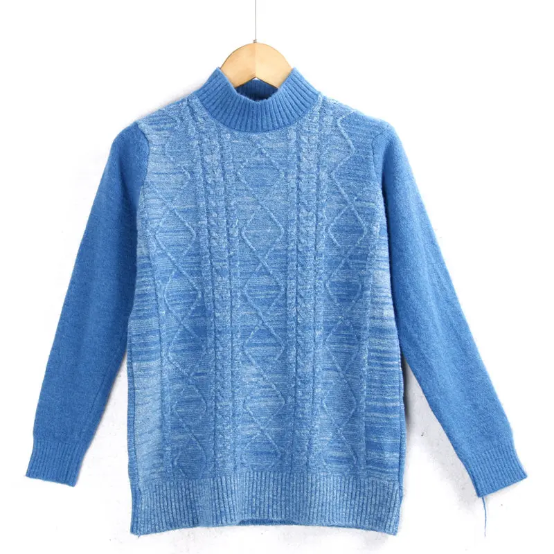 

Mixed Color Sweater High Ne Slim Fit Winter Knitwear f High Collar Super Elastici Commute Sle Regular Length Sweater