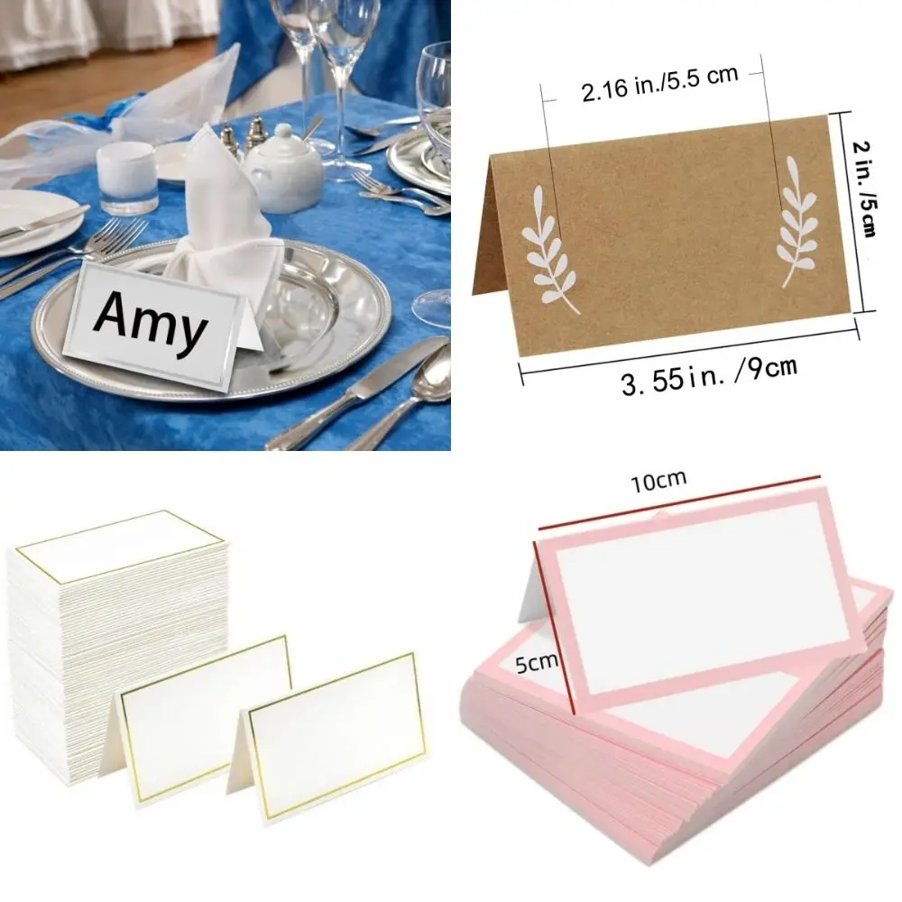 50Pcs Fashion Pink Framed Place Cards Dining Table Decorations Small Tent Card Wedding Name Cards Table Card Seat Card