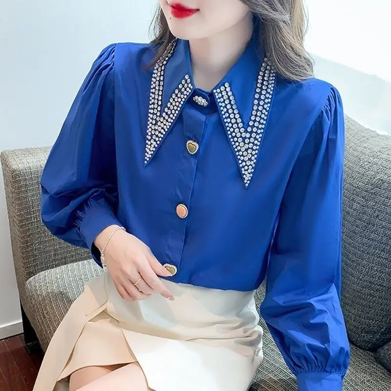 

Shirt women's design sense niche long sleeved 2024 spring and autumn loose retro white tide blusa chifon