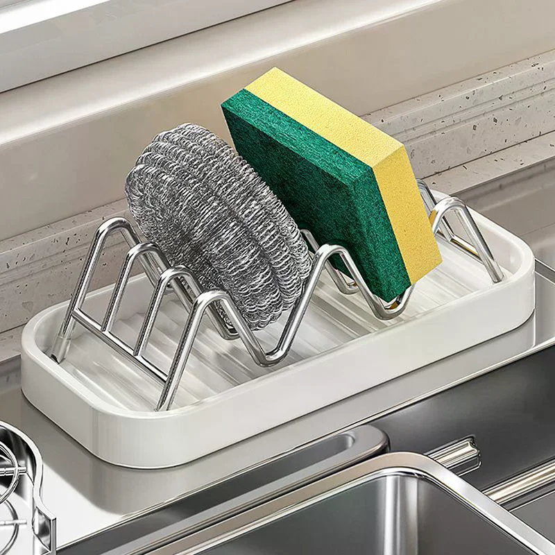 Stainless Steel W-Shaped Soap Holder Space Saving Non-slip Soap Storage Rack Drain Tray W-Shaped Taco Holder Sink Countertop