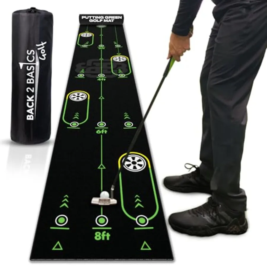

Back 2 Basics 10ft Golf Putting Mat Premium Indoor Putting Green Realistic Golf Putting for Training Golf Practice Mat for Indo
