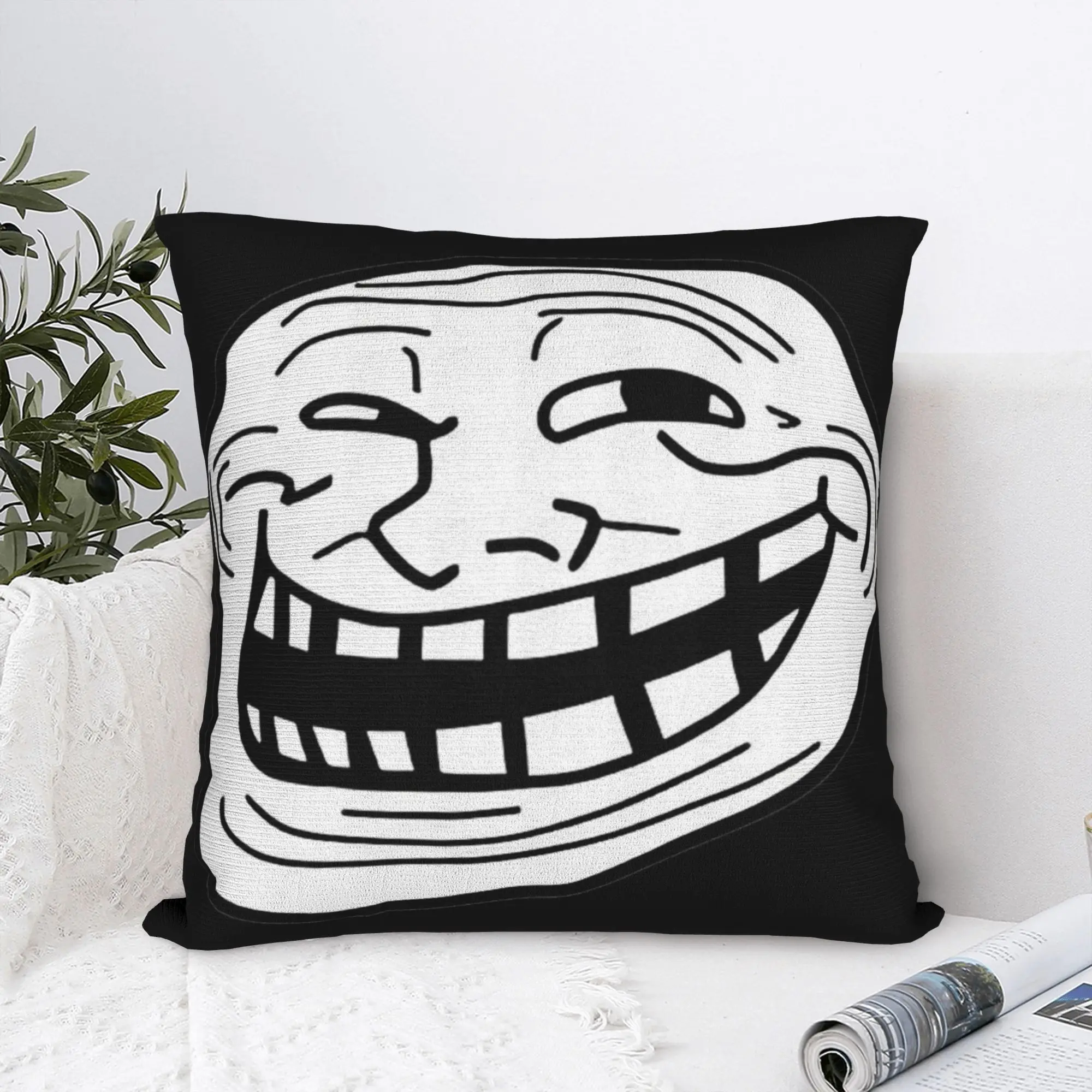 Funny Trollface Meme Rage Comic Square Pillow Case  Cushion Covers Awesome Polyester Decorative Pillowcase for Home 18