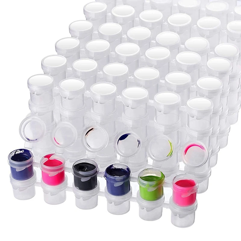 100 Strips Empty Paint Pots 5 Ml Paint Pots Strips Storage Containers Painting Arts Crafts Supplies, 600 Pots In Total