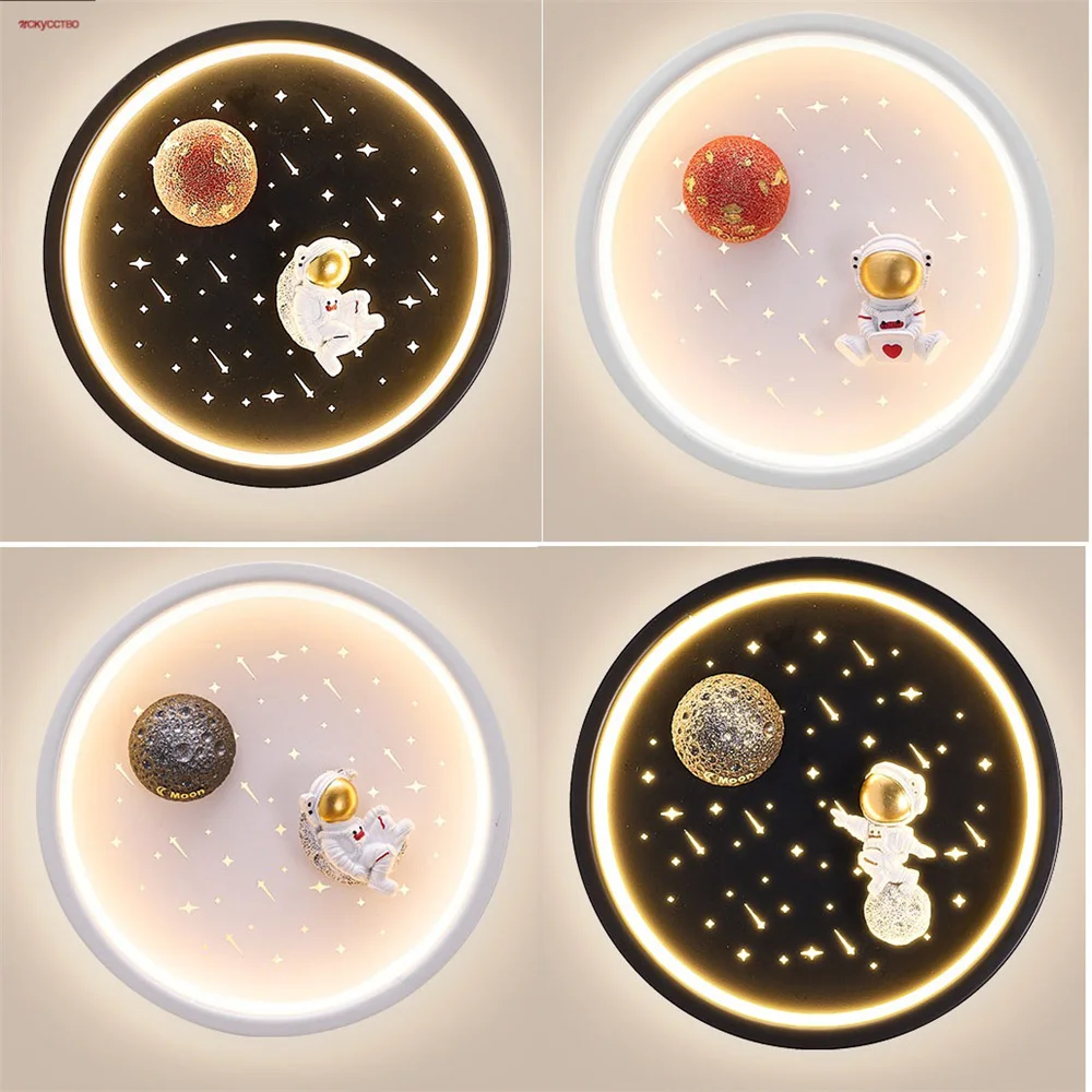 

Children Circular Astronaut Hanging Painting Led Wall Lamp Baby Bedroom Sleeping Night Light Hallway Corridor Sofa Decoration