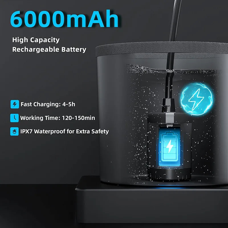 Portable Rechargeable Electric Shower Pump with LED Display and 5 Gallon Collapsible Bucket for Camping