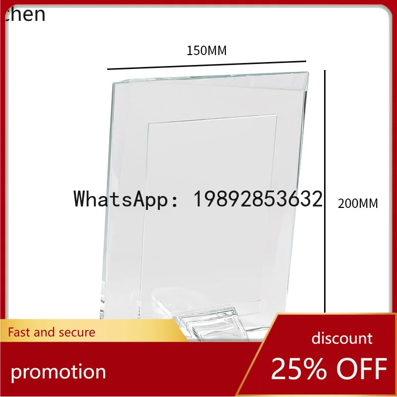 ZZ 6inch Simple and Elegant Crystal Photo Frame for Bedside Table, Office Desk, Study, Wedding Decoration