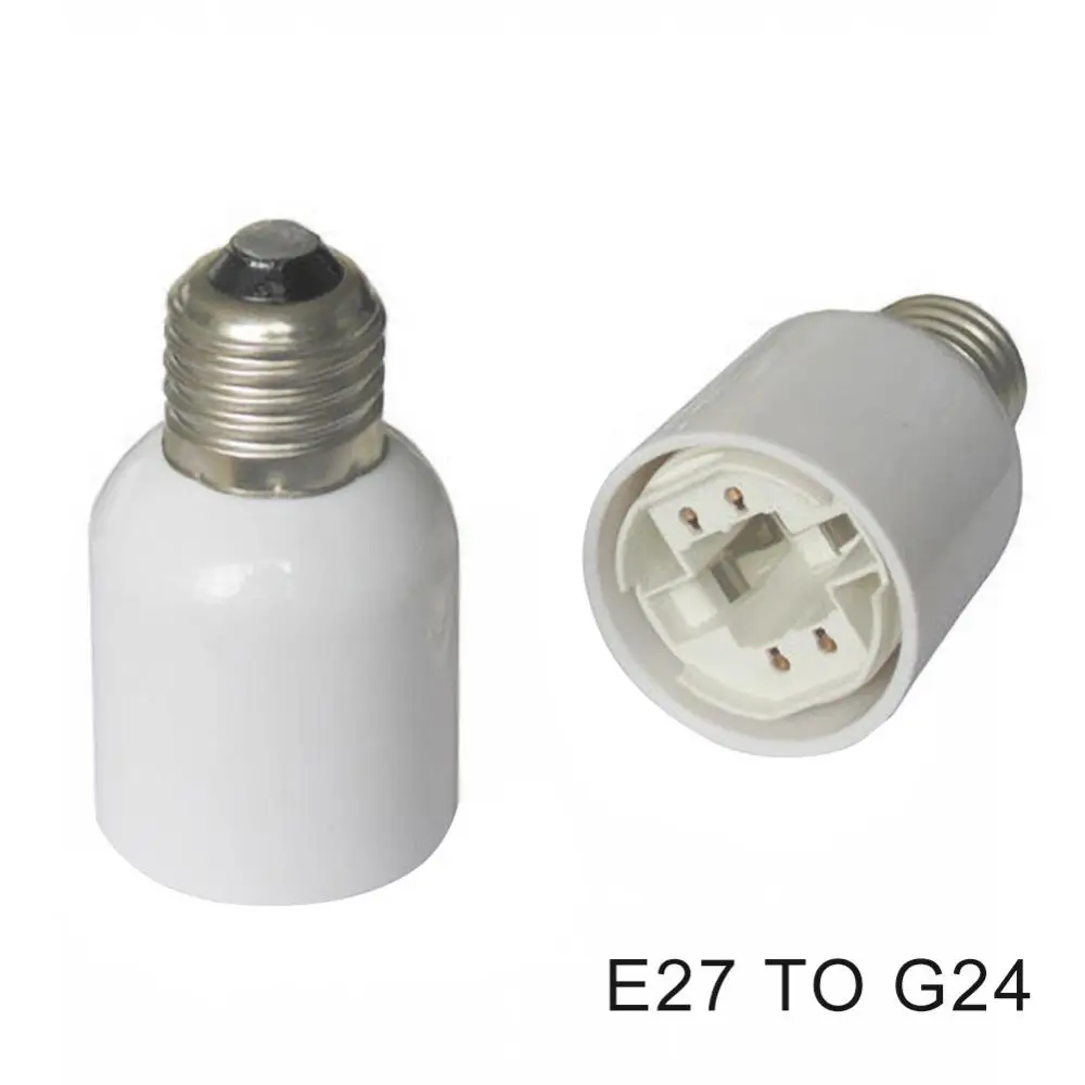 Convertidor de plástico ignífugo E27 a G24, Bombilla de tornillo de luz LED, Base de casquillo de lámpara, adaptador de soporte, convertidor