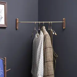 Quality Solid Wooden Clothes Hanger Bedroom Furniture Wall Hanging Corner Storage Brass Metal House Coat Rack Wardrobe Organizer