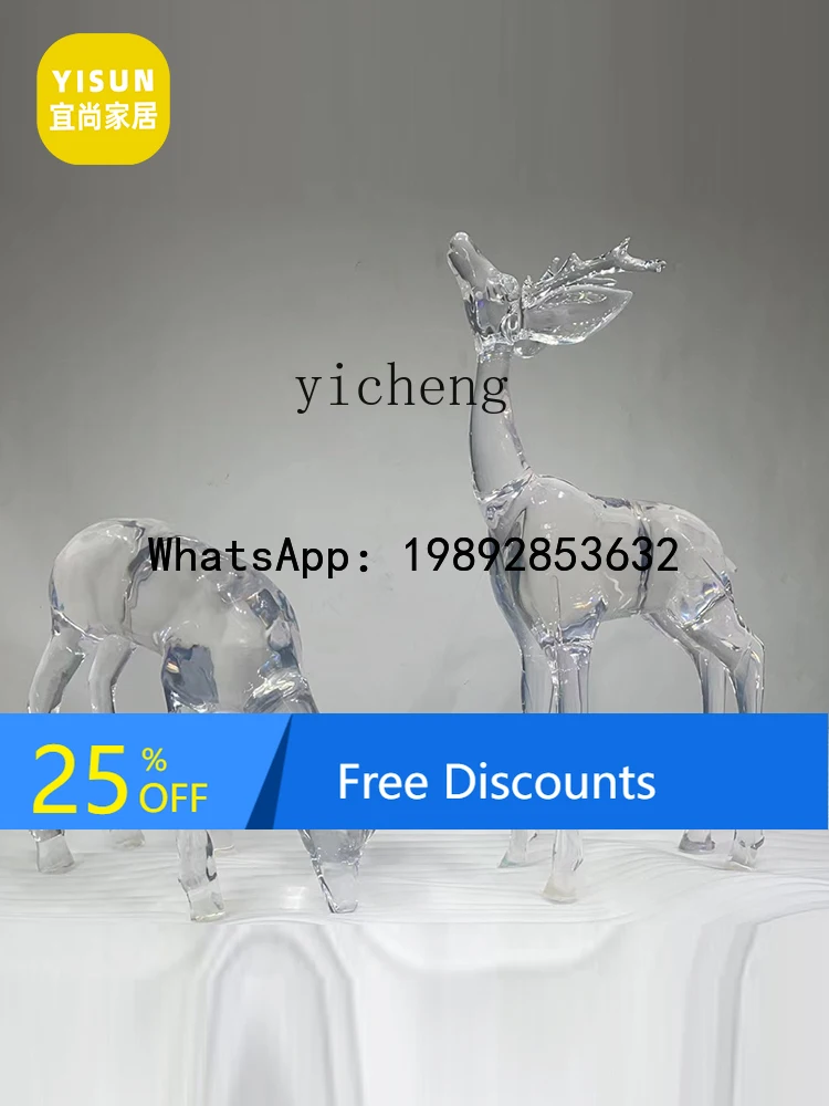 AA Hotel Lobby Modern Garden Lawn Elk Ornament Transparent Resin Deer Sculpture Ornament