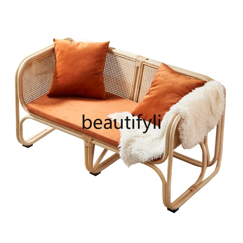 Nordic rattan sofa combination bed and breakfast balcony single sofa chair simple home living room leisure chair