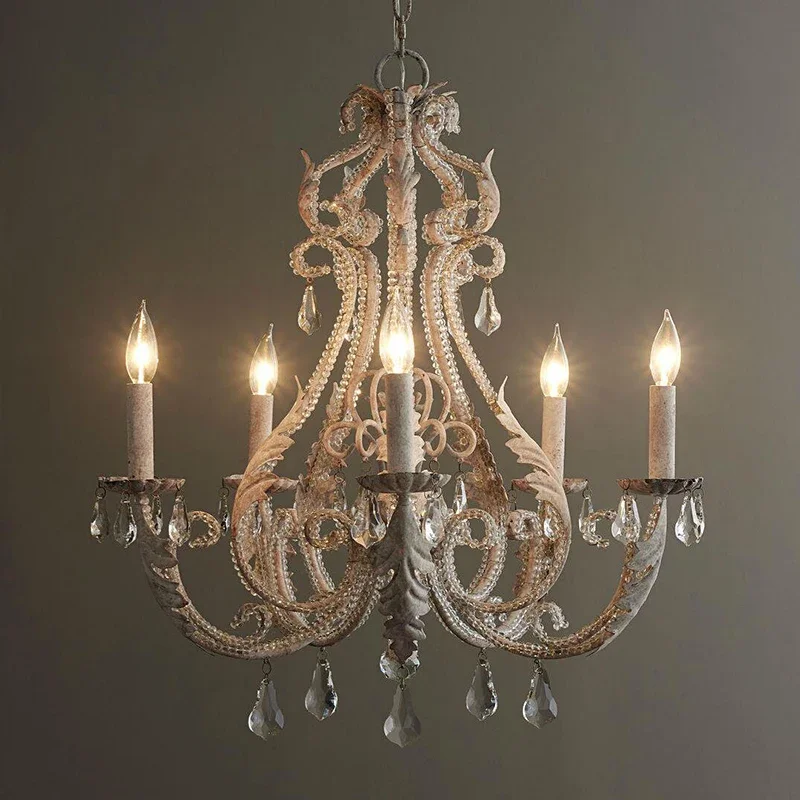 

American retro chandelier French crystal lamp simple European style