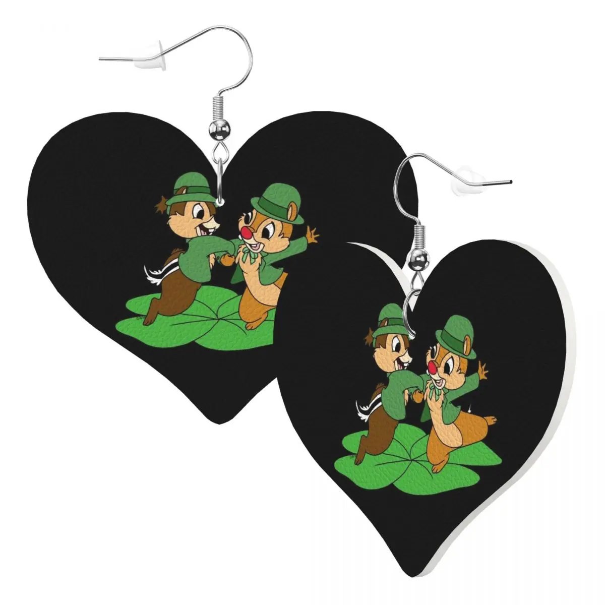 Custom Chip 'n' Dale Dance Leather Teardrop Earrings for Women Leather Earrings Fashion Lightweight for Parties Holidays