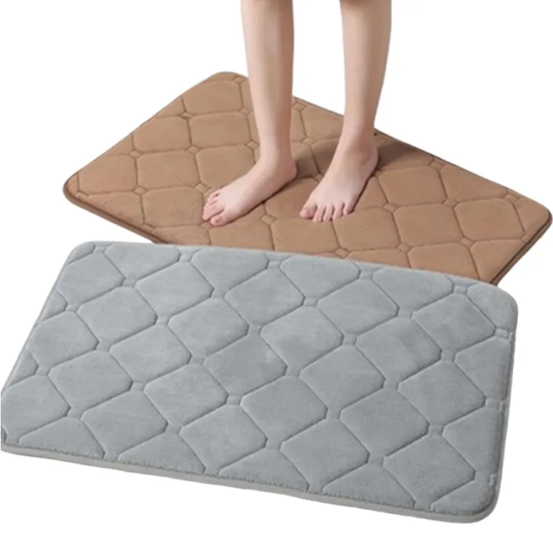Grey Memory Foam Bath Mat Rug Ultra Soft Non Slip and Absorbent Bathroom Rug Thick Bath Rug Carpet for Bathroom Floor Tub Shower