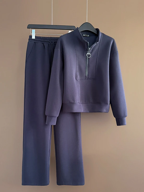 

Модный весенний женский повседневный стильный комплект из двух предметов: брюки с широкими штанинами и комфортный топ с длинным рукавом