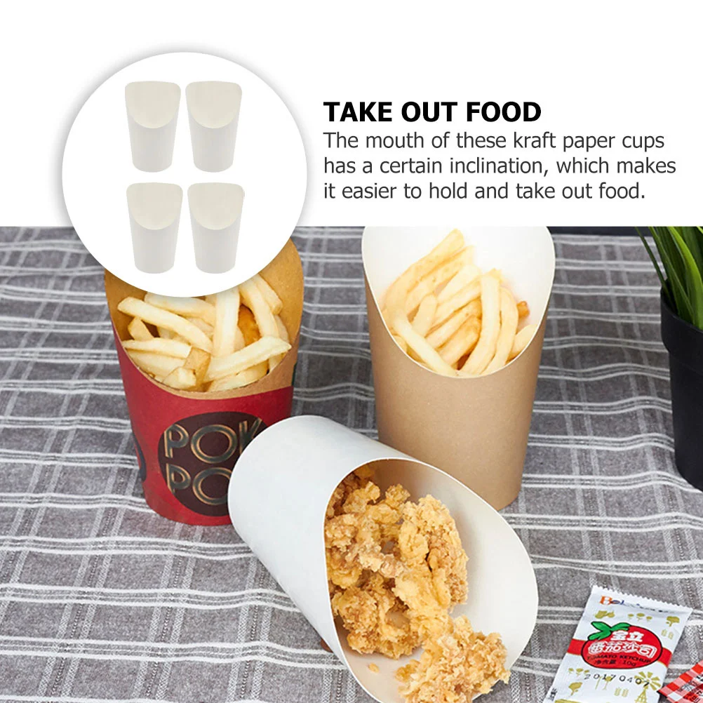 Chip Cup Kraft Paper Fries Ice Cream Mug Takeaway Oblique French Mugs Portable Bowls Cups