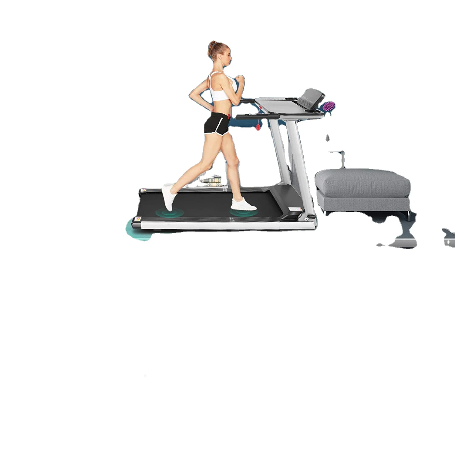 

Electric Retractable Handrail Office Treadmill With Desk Folding Gym Equipment With Armrests Home Fitness 2025