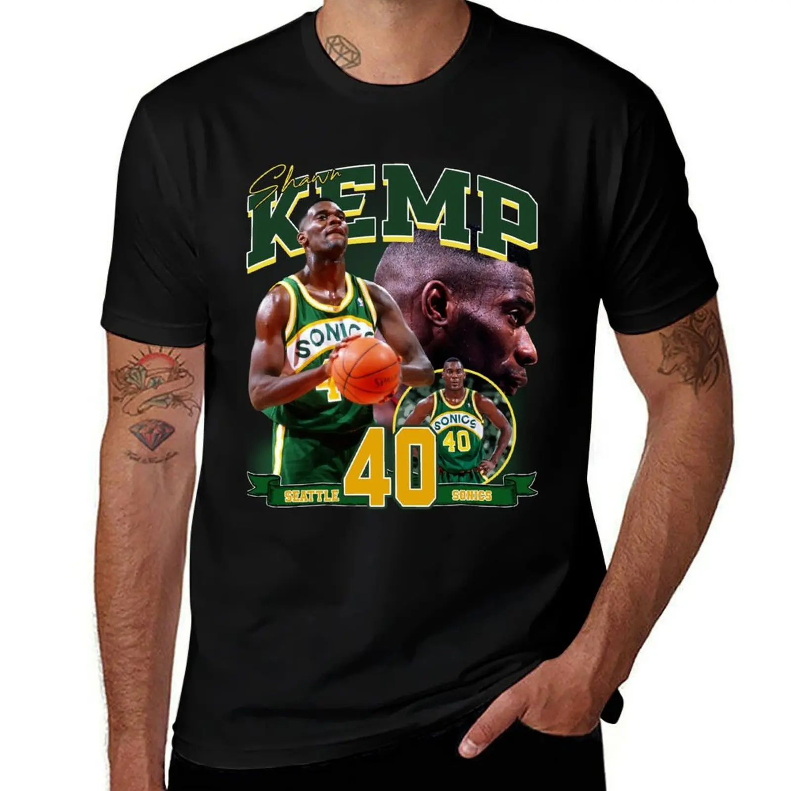 

Shawn Kemp The Reignman Legend Basketball Signature Vintage Retro 80s 90s Bootleg Rap Style T-Shirt
