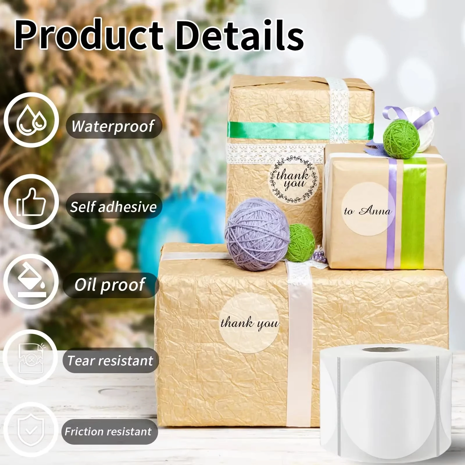 Color-Coded Thermal Labels Roll - 600PCs 2" Round Self-Adhesive Dot Stickers