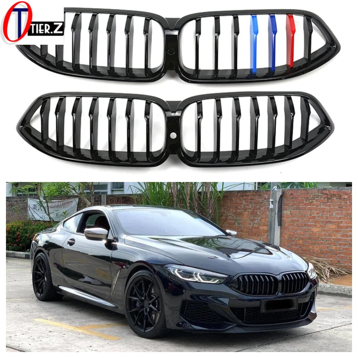

Glossy Black Single Line Grille for BMW 8 Series G14 G15 G16 2020+ Front Bumper Grill Mesh Grill Racing Grills Car Accessories