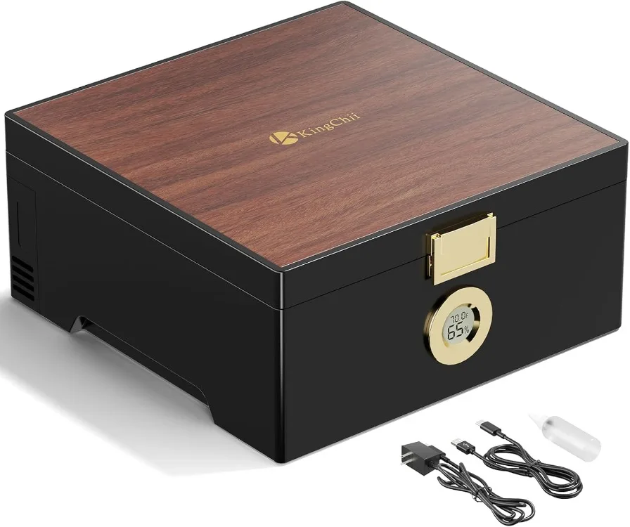 Electric Cigar Humidor Box with Semiconductor Chip Constant Temperature (64°F-74°F) & Humidity (65%-75%),with Spanish Cedar Wood