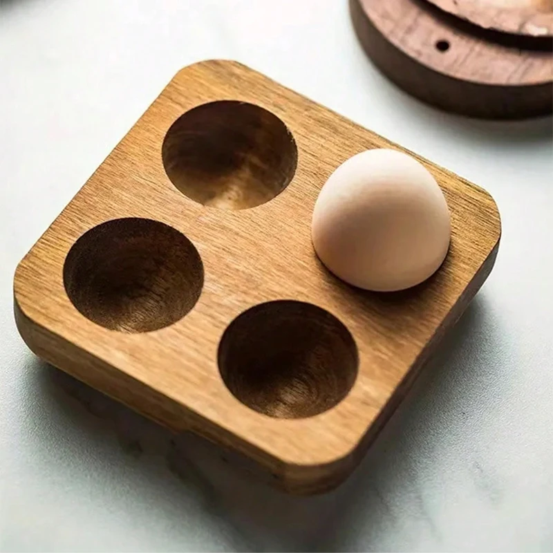 1 Peça Suporte para Ovos de Madeira de Acácia com Múltiplos Compartimentos, Bandeja de Armazenamento de Ovos de Madeira para Cozinha, Caixa de Armazenamento de Ovos de Pato Estilo Nórdico Pastoral, Suporte de Armazenamento Adequado para Cozinha e Sala de 