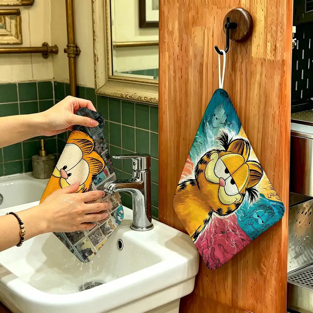 Fashion G-Garfields Polyester Cotton Hanging Kitchen Towel, Skin Friendly Hand Wiping Towel for Hotel Cafe Household