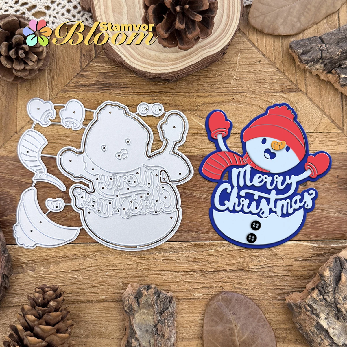 Original schöne Winter Weihnachten Schneemann Titel Worte MERRY CHRISTMAS Metall Stanzformen Scrapbooking dekorative Prägung